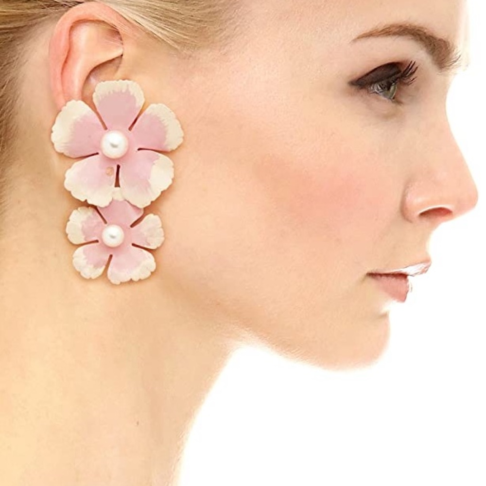 Jennifer Behr Farrah Earrings, Blush Pink Floral